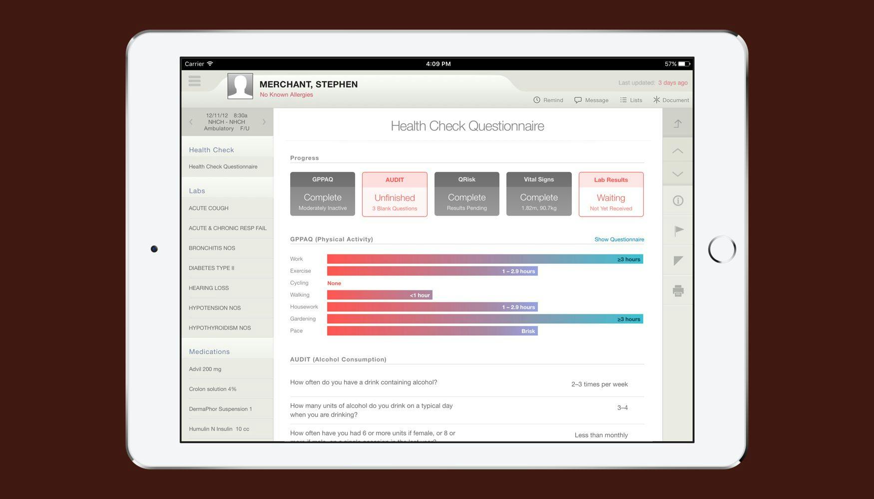 Visualization of NHS Health Check results for healthcare providers.